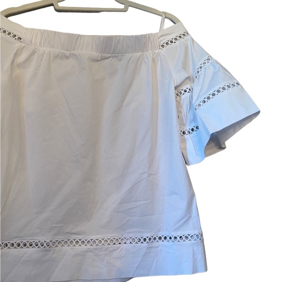 Michael Kors Embroidered White Off the Shoulder Blouse with Eyelet Detail - Picture 11 of 14